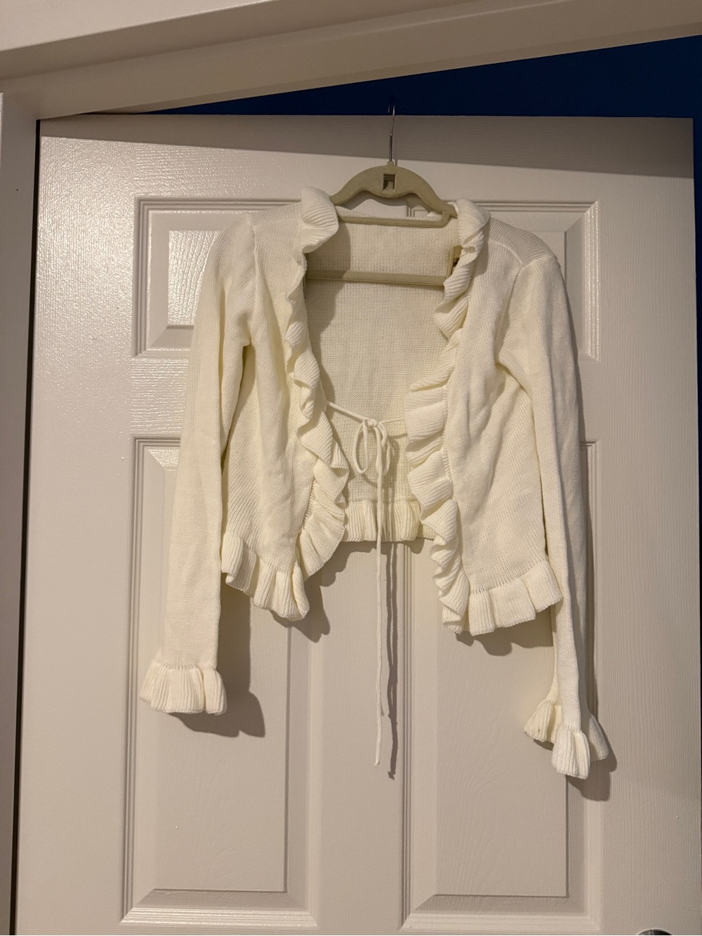 PrettyLittleThing Cream Knit Cardigan with Label Detail